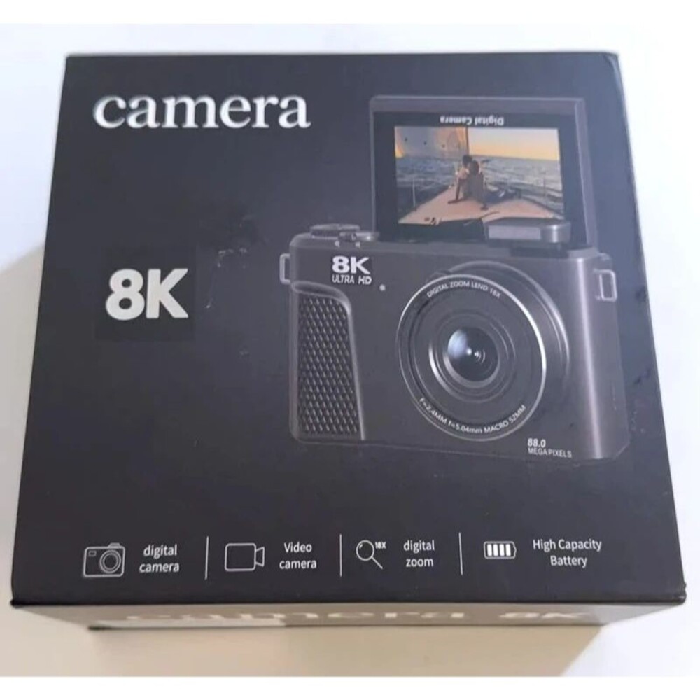 8K Digital Camera 88MP 18X Zoom Flip Screen